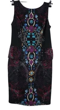 Dámské černo-barevné vzorované pouzdrové šaty s volánkem Debenhams