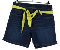 Dámské tmavomodré riflové kraťasy s mašlí