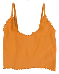 Dámsky oranžový rebrovaný crop top Bershka