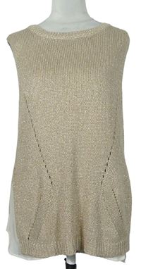 Dámska pudrová trblietavá svetrová vesta F&F