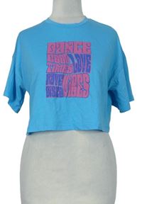Dámske modré crop tričko s nápisom Primark