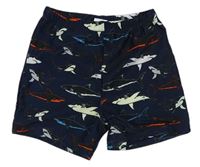 Tmavomodré nohavičkové plavky so žralokmi
