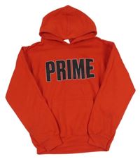 Červená mikina s nápisom a kapucňou