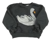 Sivá oversize mikina s labuťou Zara