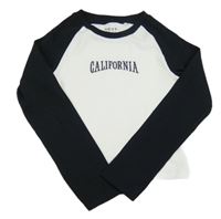 Bielo-čierne rebrované crop tričko s nápisom Next