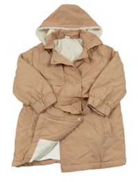 Starorůžový šusťákový zateplený kabát s kapucí Little kids