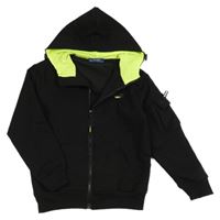 Černá propínací mikina s nášivkou a kapucí