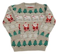 Béžový sveter s vánočním motívom Tu