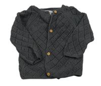 Šedý perforovaný propínací svetr Primark