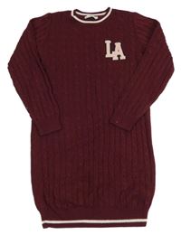 Vínové pletené šaty s písmeny C&A