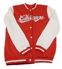 Červeno-bílá baseballová mikina s nápisem 