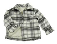 Bielo-sivá kockovaná košeľová zateplená bunda F&F