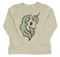 Smetanové triko s jednorožcem H&M