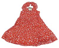 Nové - červené kvetované ľahké šaty s volány Primark