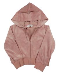 Ružová zamatová crop prepínaci mikina s kapucňou H&M