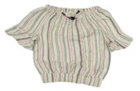 Bielo-čierno-ružová pruhovaná blúzka H&M