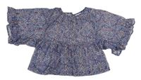 Modro-fialová květovaná žoržetová halenka Topolino