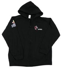 Čierna prepínaci mikina s nápisom a kapucňou