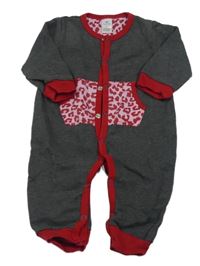 Šedo-růžový overal s leopardím vzorem Topomini