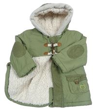 Světlekhaki šušťáková zimná parka s kapucňou