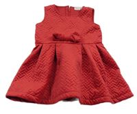 Červené plyšové prešívané podšité šaty s mašlou name it.