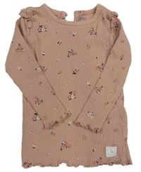 Starorůžové žebrované květované triko M&S