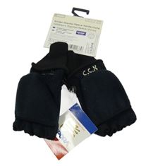 Nové - Tmavomodré fleecové překlápěcí rukavice s nápisom TCM