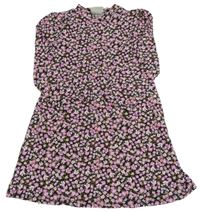 Černo-růžové květované šaty Matalan