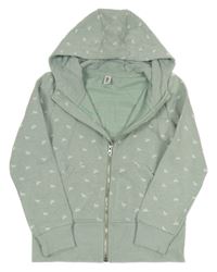 Zelenkavá melírovaná prepínaci mikina s koňmi a kapucňou Yigga