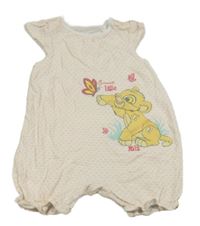 Bílo-meruňkový vzorovaný kraťasový overal se Simbou Disney