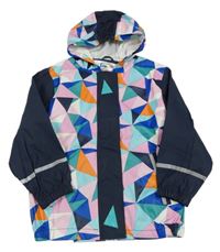 Tmavomodro-farebná vzorovaná nepromokavá bunda s kapucňou Lupilu