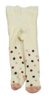 Vanilkové thermo punčocháče s puntíky Lupilu