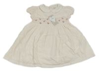 Nové - Svetloružová -biele pruhované krepové šaty s kvietkami M&S