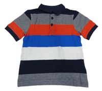 Tmavomodro-melírovano-červené polo tričko Topolino