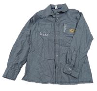 Tmavomodrá kostičkovaná košile s nášivkou Yigga