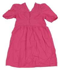 Fuchsiové plátenné košeľové šaty Kiabi