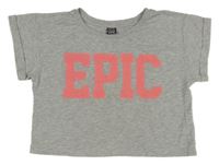 Sivé crop tričko s nápisom Y.F.K.