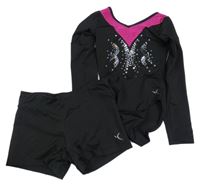 2set - Čierno-ružové cvičevní body + kraťasy