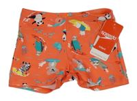 Nové - oranžové nohavičkové plavky se zvířátky Speedo