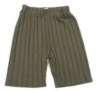 Khaki rebrované úpletové kraťasy Shein