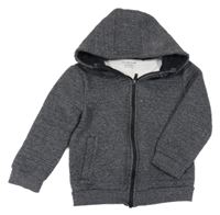 Čierno-sivo-biela melírovaná prepínaci mikina s kapucňou PRIMARK