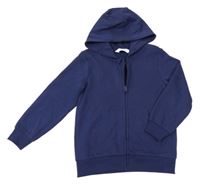 Tmavomodrá prepínaci mikina s dinem a kapucňou
