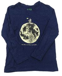 Tmavomodro-farebné melírované tričko s mesiacom Tchibo