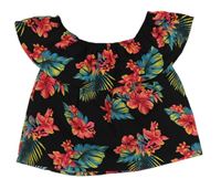 Černá crop halenka s květy Primark