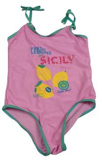 Růžové jednodílné plavky s citrony Primark