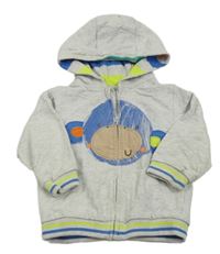 Sivá melírovaná prepínaci mikina s opičkou a kapucňou Mothercare