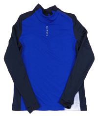 Kobaltově modro-tmavomodré funkční triko s logem Decathlon