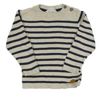 Smetanovo-tmavomodrý pruhovaný sveter H&M