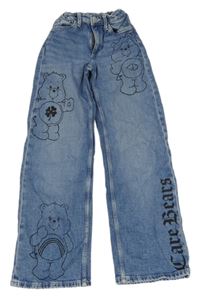 Modré wide leg rifle s medvídky H&M