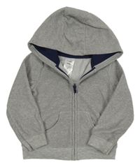 Sivá fleecová prepínaci mikina s kapucňou Carter´s